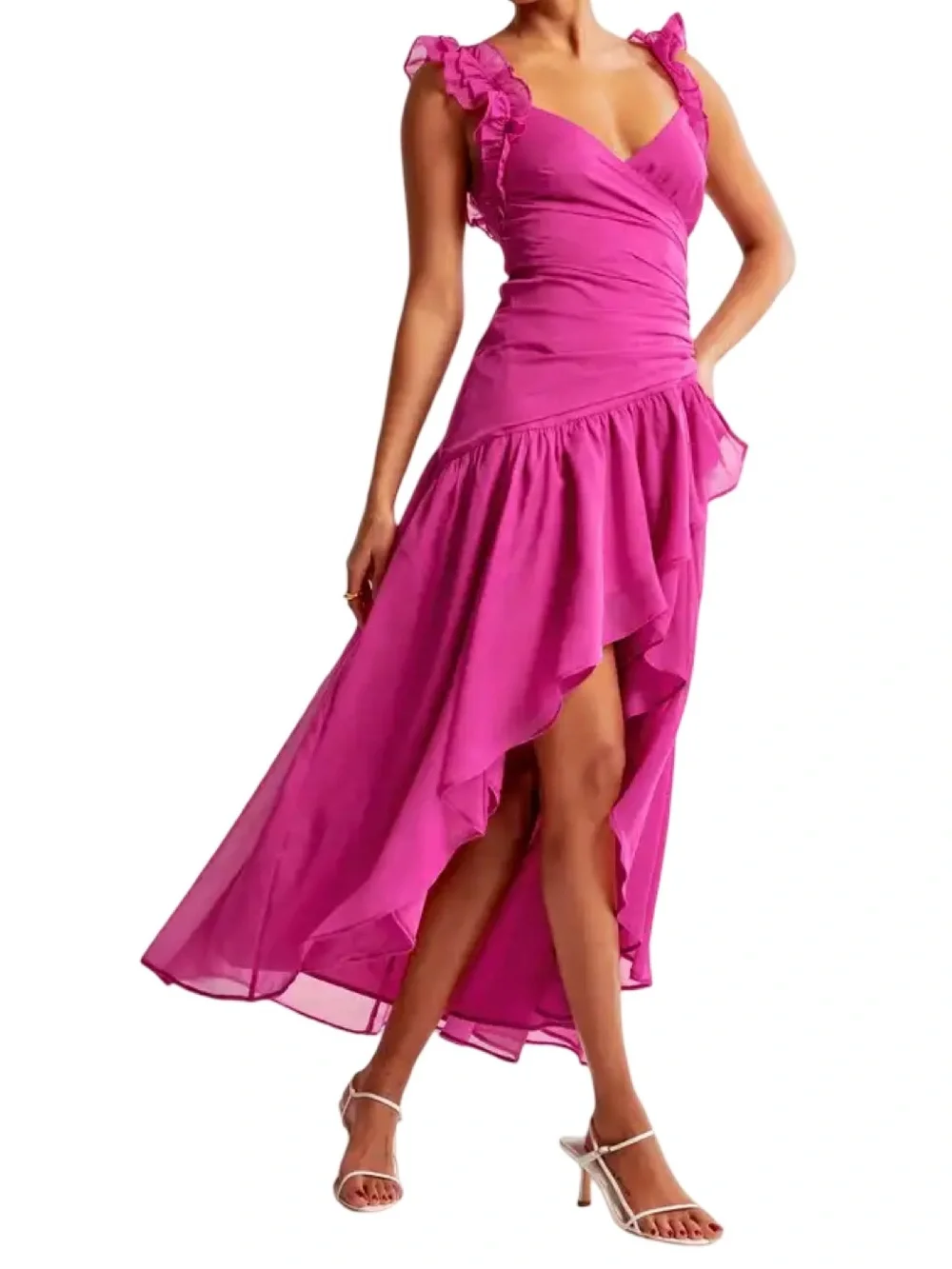 Abercrombie & Fitch Ruffle Strap High-Low Maxi Dress